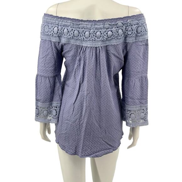 Soft Surroundings Top Womens Medium Purple Bathurst Peasant Boho Cottagecore - Picture 5 of 7